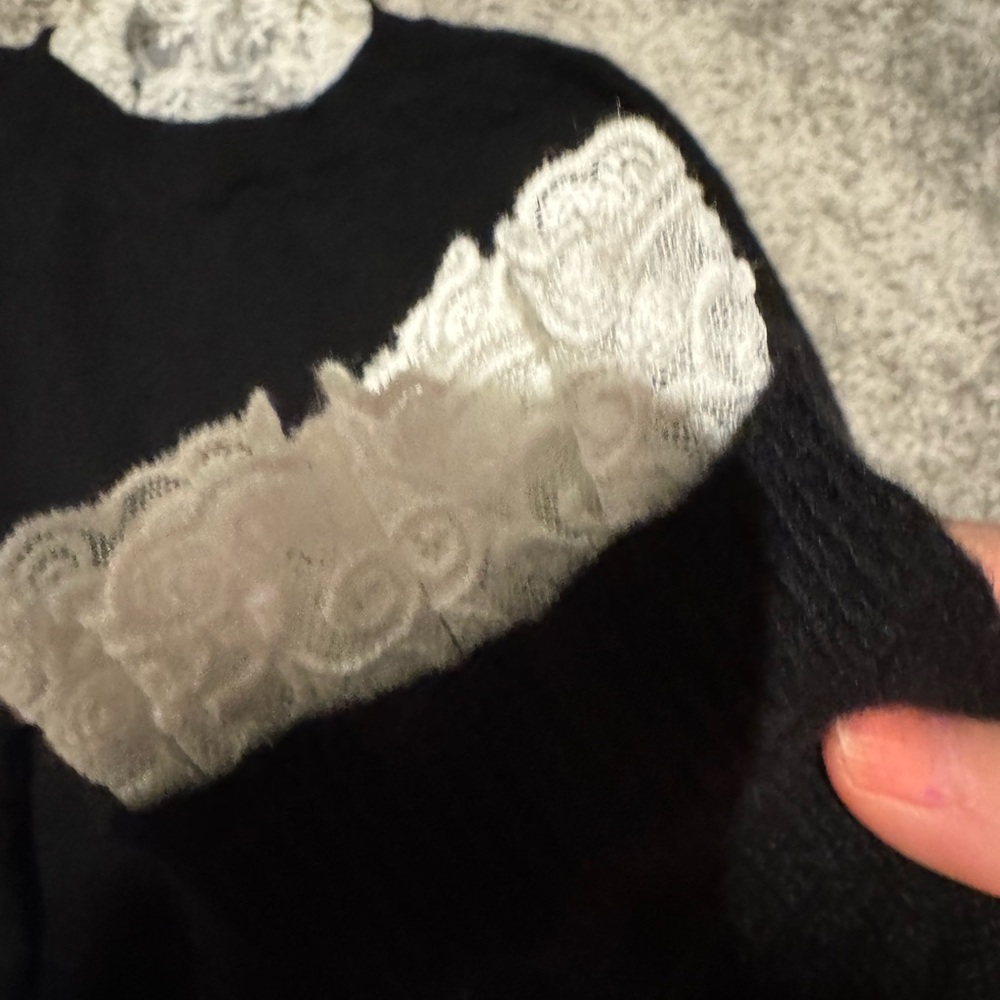 Autumn Cashmere Black Sweater with White Trim - Picture 2 of 5